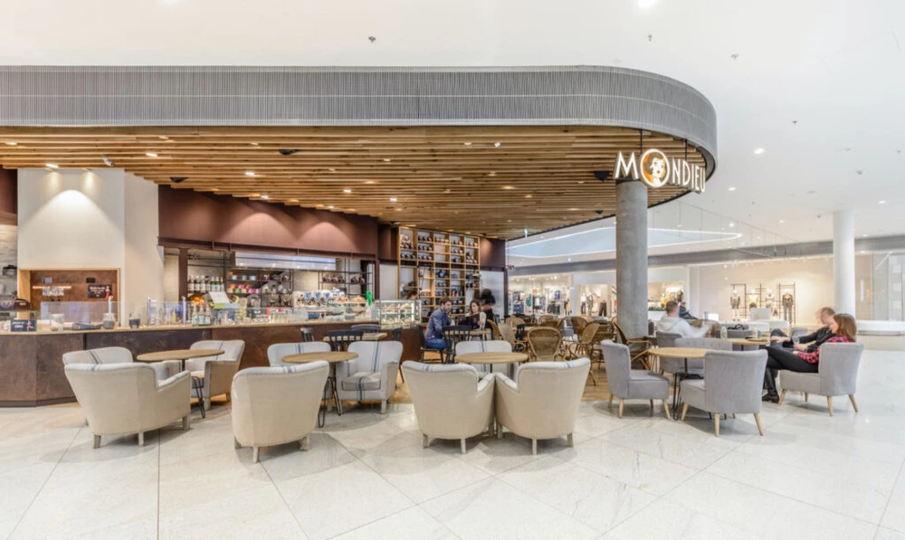 Modern dining area at Mondieu Bory Mall in Bratislava