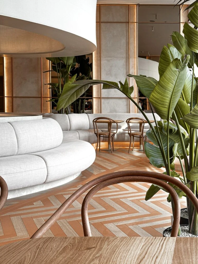Modern lounge seating inside Mondieu Eurovea 2 in Bratislava